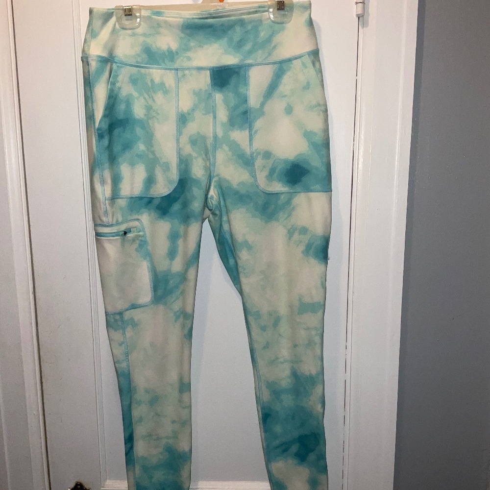 Leggings, mint green and white